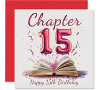 15th Birthday Cards for Boys Girls - Start of Another Chapter - Happy Birthday Card for 15 Year Old Boy Girl Grandson Cousin Son Niece, 145mm Bday Greeting Cards