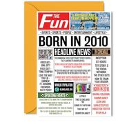 15th Birthday Cards for Girls Boys - Born In 2010 Newspaper - Happy 15 Birthday Card for Daughter Son Cousin Vintage Retro Back In 2010, 5x7 Inch Bday Greeting Cards