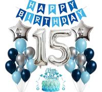 15th Birthday Decoration Boy Girl Balloon 15th Birthday Decoration Blue Silver Birthday Decoration 15 Years Man 15 Balloon Gold 15 Years Birthday Decoration Man Decoration 15th Birthday Girl Boy