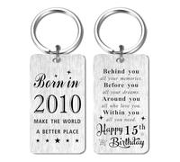 15th Birthday Gifts for Girls Boys - 15 Year Old Birthday keyring for Her Him Women Men 2010 Birthday Presents
