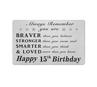 15th Birthday Gifts for Teen Girls Boys, 15 Year yr Birthday Gifts Engraved Wallet Card Presents