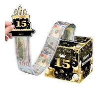 15th Birthday Money Box for Boys Girls, 15 Years Old Birthday Decorations, Fun Pull-Out Cash Gift Box for Parties, Ideal for 15th Birthday Surprises （with 35PCS Bags）