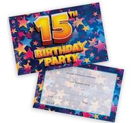 15th Birthday Party Invitations Kids - Celebration Stars 36 Pack - Childrens Birthday Invitations for Boys/Girls A6 Bday Party Invites Invitation Cards with Folding Envelopes
