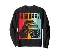 15th Birthday Retro Monster Truck 15 Years Boys Girl Kids Sweatshirt
