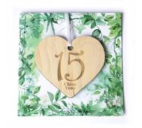 15th Wedding Anniversary Card - Premium Crystal Anniversary Card for couple with Wooden Heart Keepsake, Elegant Design & Luxury Envelope | Fifteenth Wedding Anniversary Thoughtful Gift
