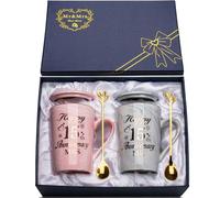 15th Wedding Anniversary Gif-ts, 15 Years Wedding Anniversar-y Gifts, 2PCS Happy 15th Anniversar-y Gift Mr Mrs Gifts Marble Ceramic Cups 14oz with Spoon, Giftbox, Crystal Anniversary Gi-fts for Him
