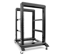 15U Server Rack/4-Post 19in Network Rack/Open Frame Rack with Wheels, Heavy-Duty Frame Cabinet/Adjustable Depth 24-22in GLOBALRACK(4POST-800-15U)
