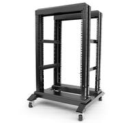 15U Server Rack/4-Post 19in Network Rack/Open Frame Rack with Wheels, Heavy-Duty Frame Cabinet/Adjustable Depth 15.75-13.75in GLOBALRACK(4POST-600-15U)