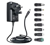 15V 1A 1.8M Power Supply Adapter with 8 Tips, AC to DC 15W 1000mA 800mA 500mA Replacement Power Cord for Litter Robot, Car Jump Starter, Cat Open Air Self Cleaning Box and More Devices, UKCA Certified