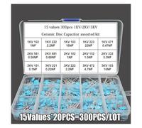15Values 300Pcs 1KV/2KV/3KV (0.1nF to 22nF) High Voltage Ceramic Disc Capacitor Assorted Kit With Storage BOX RRBXXUYN