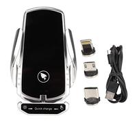 15W Car Fast Charging Sensing 360 Rotation Car Phone Holder Mount with 3 Magnetic Silver Automatic Infrared Induction Recognition Type C Interf
