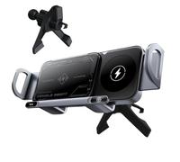 15W Dual Coil Foldable Air Vent & Dashboard Car Wireless Charger, Car Smartphone Holder | 15W Wireless Charging Bracket for Car Wireless Charger Dual Coil Cell Phone