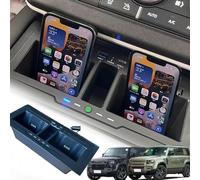 15w Fast Charging Dual Qi Wireless Car Charger for Land Rover Defender (2020-2023) 90 110 130 Center Console Upgrade Accessories