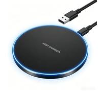 15W Fast Wireless Charger, USB C Wireless Charging Pad with LED Light, Slim Qi Charging Mat for iPhone 16/15/14/13/12 Series, Samsung Galaxy S24/S23/S22, AirPods, Black
