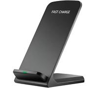 15W Fast Wireless Charging Stand, Qi2 Charger for iPhone 17/16/15/14/13 Series and Samsung Galaxy S25/S24/S23/S22/S21/Note 20, Vertical Phone Charger Dock with LED Indicator - Sleek Black