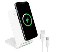 15W Foldable Wireless Charger Stand Wireless Charging Station for iPhone 17-11 XS XR, Android Wireless Charging Station Phone Inductive Charging Stand for Samsung Galaxy S23 S22 S21 S9 S8 White
