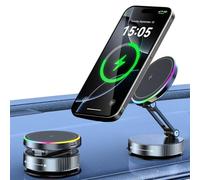 15W for MagSafe Car Phone Holder - Magnetic Wireless Charger w/Vacuum Suction Base, 360° Adjustable Foldable Mount for Dashboard & Windshield
