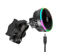 15W Magnetic Wireless Charging Phone Holder Base for RAM Mounts - TEC and Fan Dual Cooling - 1" (25mm) Ball Mount with Short Aluminum Arm, Compatible with Magsafe iPhone 17/16/15/14/13/12 Series