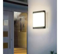 15W Modern Rectangular Outdoor Wall Sconce Light 3000K Outside for House Patio, Black with Full Border Warm White, IP65 Waterproof Lights Patio Exterior