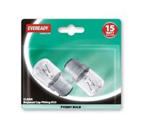 4 x EVEREADY 15W Pygmy Light Bulbs, Bayonet Cap B22 BC B22d 240v, Clear Sewing Machine/Appliance Lamps/Night Light/General Purpose Lightbulbs, Mains 240V