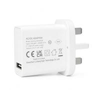 15W USB Charger UK Plug, White 5V 3A USB-A Power Adapter for Phone & Tablet | Compact 100-240V USB-A wall charger with flame-retardant ABS+PC shell for everyday phone, tablet, speaker and travel charging
