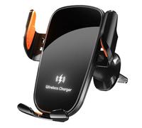 15W Wireless Car Charger Mount - Fast Charging Auto-Clamping Phone Holder for Air Vent, One-Hand Operation, 360° Rotating Adjustable Stand for Smartphones