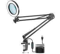 15X 10X Magnifying Glass with Light and Stand, LED Desk Magnifying Lamp