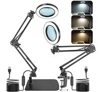 15X 10X Magnifying Glass with Light and Stand, Magnifying Lamp with Base