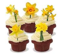 15x DAFFODIL MIX SPRING EASTER STAND UP Edible Cake Toppers Birthday ThankYou D1