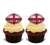 15x ENGLAND RUGBY BALLS Premium Edible Stand Up Rice Wafer Cake Toppers D1 BALL