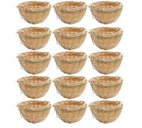 15X Handmade Bamboo Canary Nest Bird Breeding Hatch Cage Parrot Rest Cave Eco Friendly Durable with Metal Hooks 3.94X2.36 Inch Set of 15