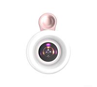 15X Macro Lens with Portable Selfie LED Ring Light for Smartphones Adjustable Brightness for Stunning Close Up Photography (Pink)