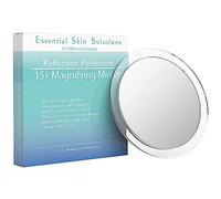 15X Magnifying Mirror - Use for Makeup Application - Tweezing - and Blackhead/Blemish Removal - 6 Inch Round Mirror with Three Suction Cups for Easy Mounting - Great for Travel