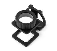 15X Portable Foldable Magnifier Stand Magnifying Glass Lens Loupe Measure Scale Mini Three-Folding Magnifier Pocket Reading Magnifiers Desktop Magnifier Black