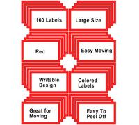 15x10cm Large Moving Labels for Boxes, Red-Coded Home Moving Packing Box Labels, Moving Supplies Moving Stickers with Large Writable Notes Areas (160 Pcs)