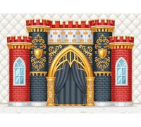 15x10FT (4.6x3m) Black Red Crown Castle Facade Photography Backdrop