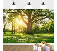 15X10ft Spring Backdrop Jungle Forest Trees Photography Backdrop, Nature Landscape Background Blooming Flowers Garden Spring Scenery Background, Wedding Outdoor Party Vinyl Photo Backdrops, Green-2
