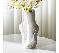 15x12x23.3cm Ceramic Ballet Flower Jug, White Ceramic Vase, Modern Ceramic Flower Jar, Flower Arrangement Crafts Flores Vase, Ballet Shoes Dancer Portrait Sculpture Vase, Table Centerpieces Jug