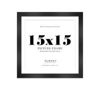 15x15" Black Square Frame With Mount for 14x14" Pictures 28mm Edge Frame Display with Wall Hooks, 1 Pack