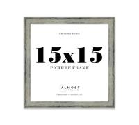 15x15" Distressed Green Picture Frame - Rustic Wood Industrial Effect Photo Frame for Wall Display, Ideal for Posters, Prints & Home Décor, Wall Hooks, 32mm Edge - 1 Pack