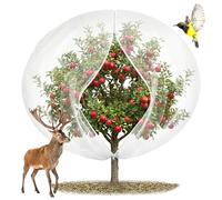 15'x15' Large Fruit Tree Netting with Zipper - Protects Fruit from Squirrels, Birds & Pests, Heavy-Duty Tree Covers for Fruit Trees (White)