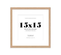15x15 Oak Picture Frame with Mount for 13x13 Photos, Prints - Modern Square Wall Frame, 1 Pack