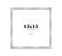 15x15" Square Picture Frame, Display Pictures 11x11" With Mat or 15x15" Without Mat, Wall Hanging & Free Standing Photo Frame, Silver, 1 Pack