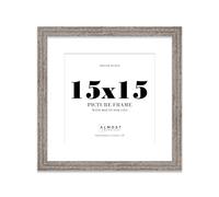 15x15 Walnut Ornate Photo Frame With White Mat For 13x13 Picture, Ready to Hang, 1 Pack