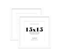 15x15 White Picture Frame with Mount for 13x13 Photos, Prints - Modern Square Wall Frame, Set of 2