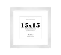 15x15" White Square Frame With Mount for 12x12" Pictures 28mm Edge Frame Display with Wall Hooks, 1 Pack