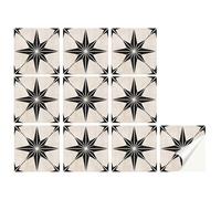 15x15cm Black and White Star Tile Stickers (10-Pcs) - Waterproof Self-Adhesive Vinyl Peel & Stick Tiles for Kitchen, Bathroom, Fireplace, Backsplash - Removable Decorative Wall Tile Decals