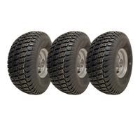 15x6.00-6 Grass Lawnmower Wheels 4ply P332 Tyre on Rim 25mm Bearings (Set of 3)