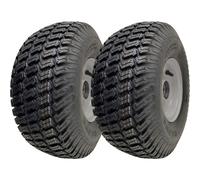 15x6.00-6 Grass Lawnmower Wheels 65mm Hub, Tyre on Rim 20mm Bearings (Set of 2)