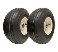 15x6.00-6 Multi Rib Lawnmower Wheels 6ply P508 Rim & Cap 25mm Bearing (Set of 2)